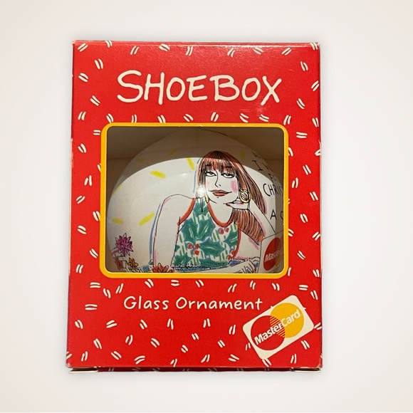 1992 Hallmark Shoebox Glass Christmas Ornament Mastercard All I Want In Box - Picture 4 of 4